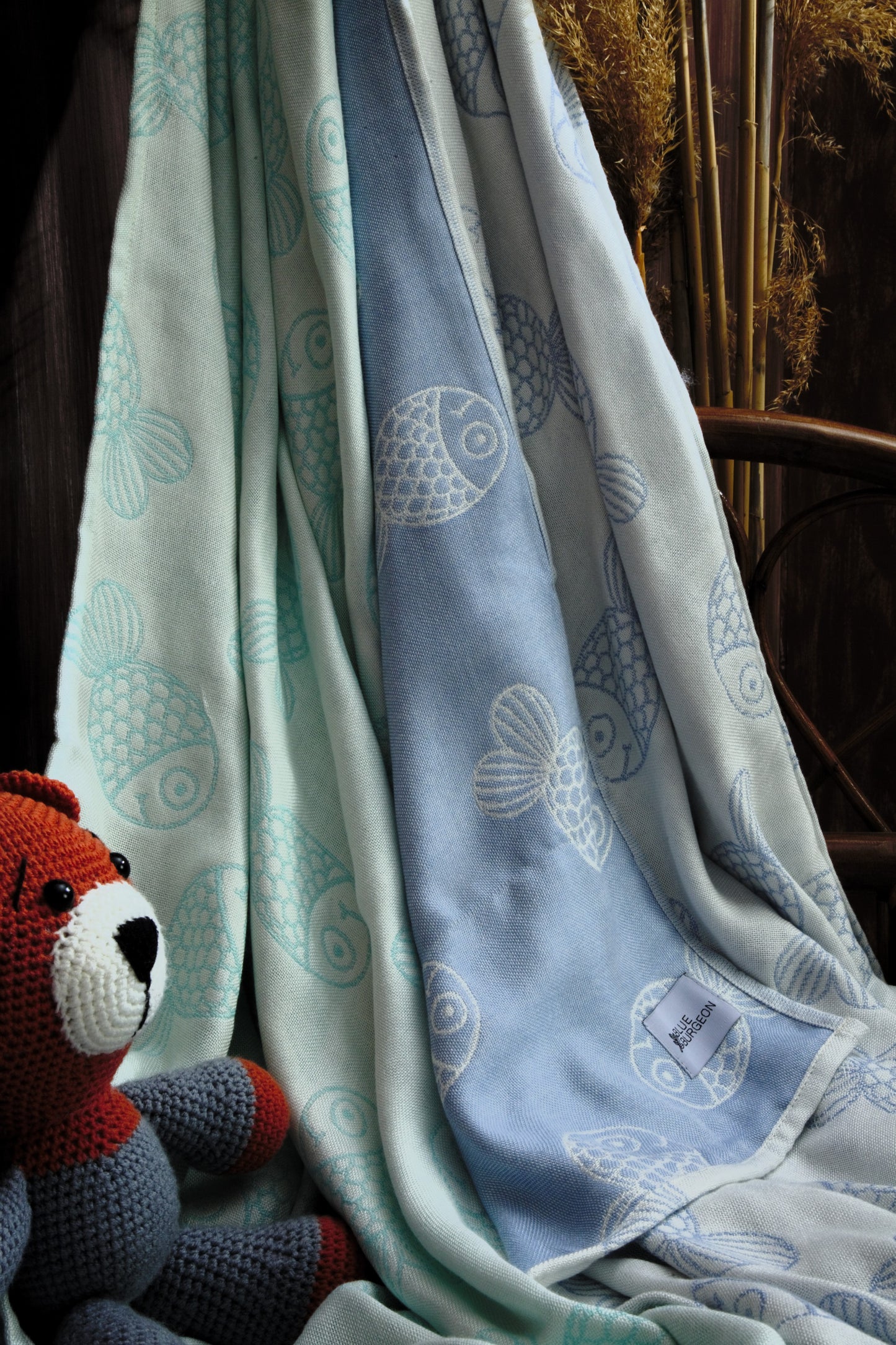 Fishy Fun Muslin Blue